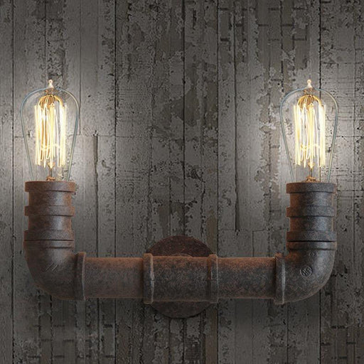 Duo water pipe industrial wall light sconce.