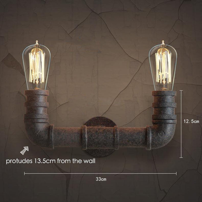 Duo water pipe industrial wall light sconce.