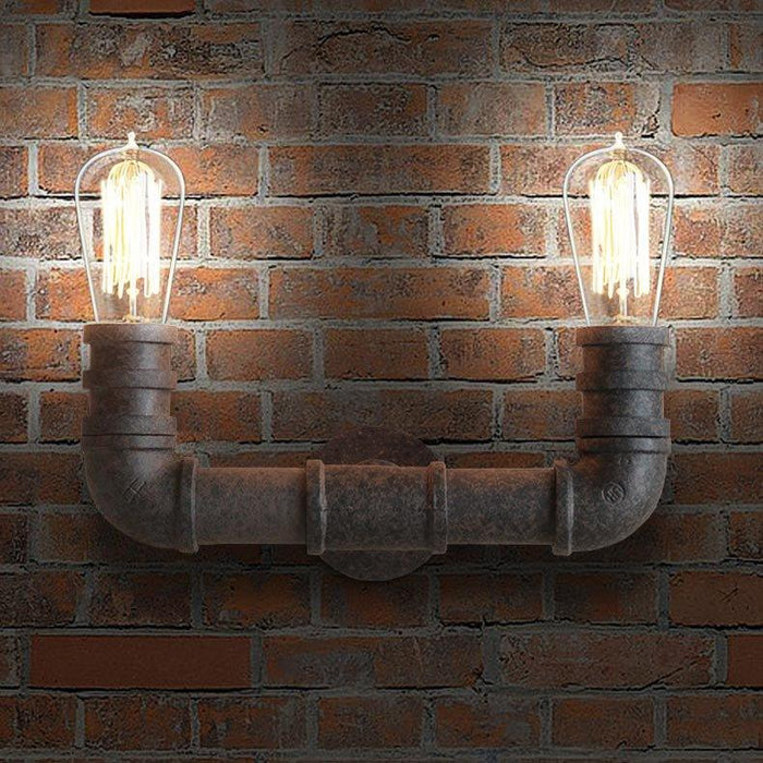 Duo water pipe industrial wall light sconce.