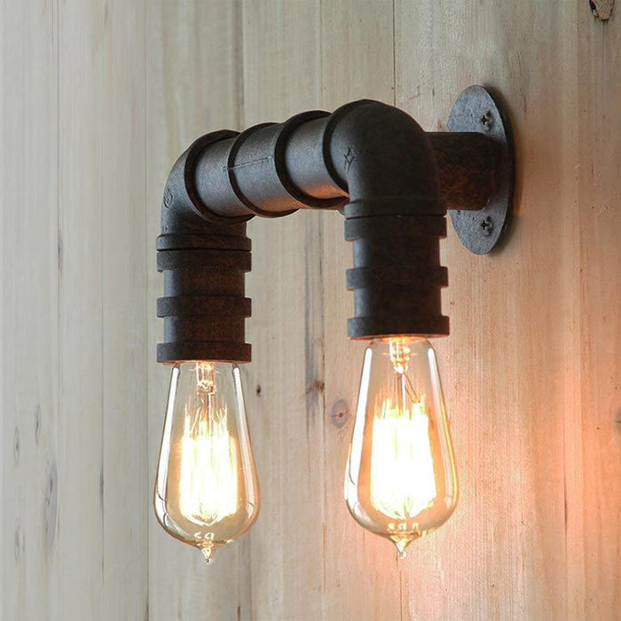 Duo water pipe industrial wall light sconce.