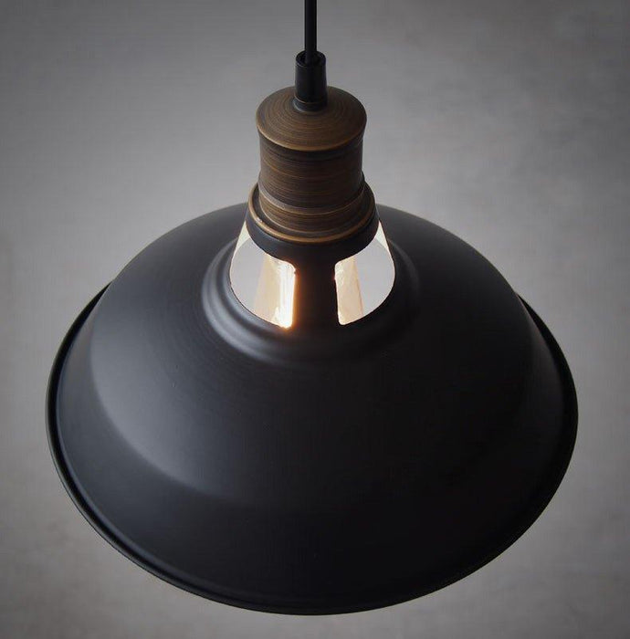 Duotone Vintage Industrial Pendant Light With Brass Fitting. Warehouse Loft Inspired. - DWHOME