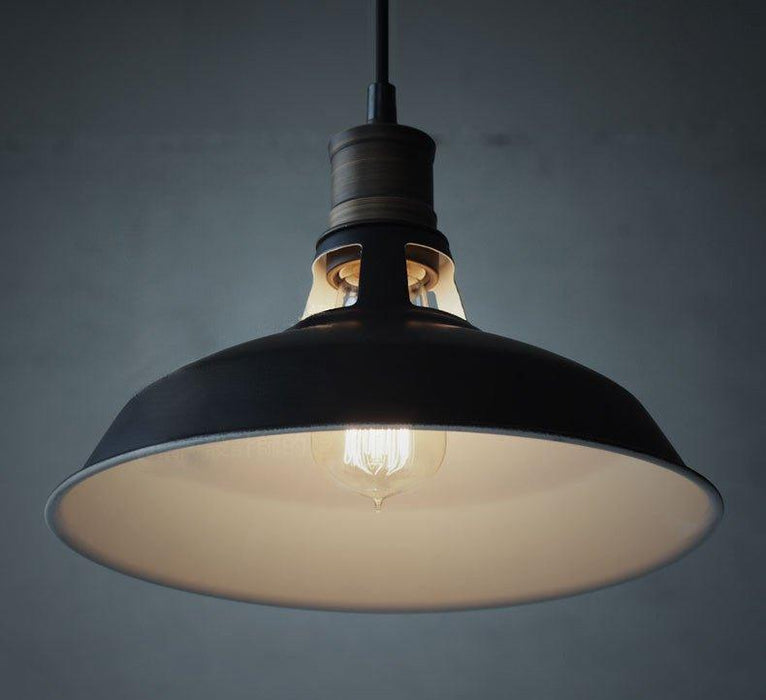 Duotone Vintage Industrial Pendant Light With Brass Fitting. Warehouse Loft Inspired. - DWHOME