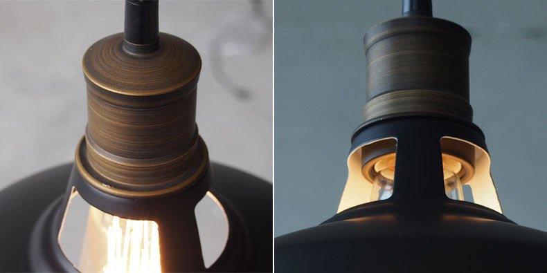 Duotone Vintage Industrial Pendant Light With Brass Fitting. Warehouse Loft Inspired. - DWHOME