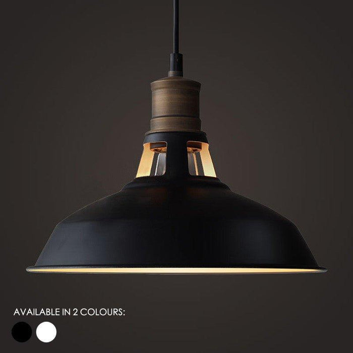 Duotone Vintage Industrial Pendant Light With Brass Fitting. Warehouse Loft Inspired. - DWHOME