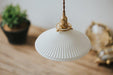 Eden Fluted White Shade With Brass Fitting midcentury Pendant Light.