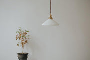 Eden Fluted White Shade With Brass Fitting midcentury Pendant Light-DWHOME