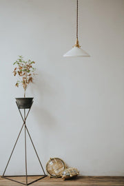 Eden Fluted White Shade With Brass Fitting midcentury Pendant Light-DWHOME