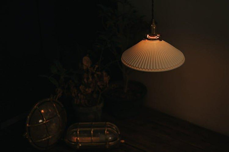 Eden Fluted White Shade With Brass Fitting midcentury Pendant Light-DWHOME