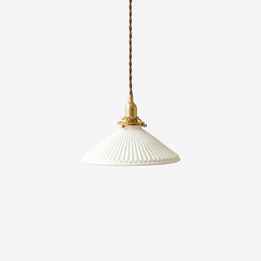 Eden Fluted White Shade With Brass Fitting midcentury Pendant Light.