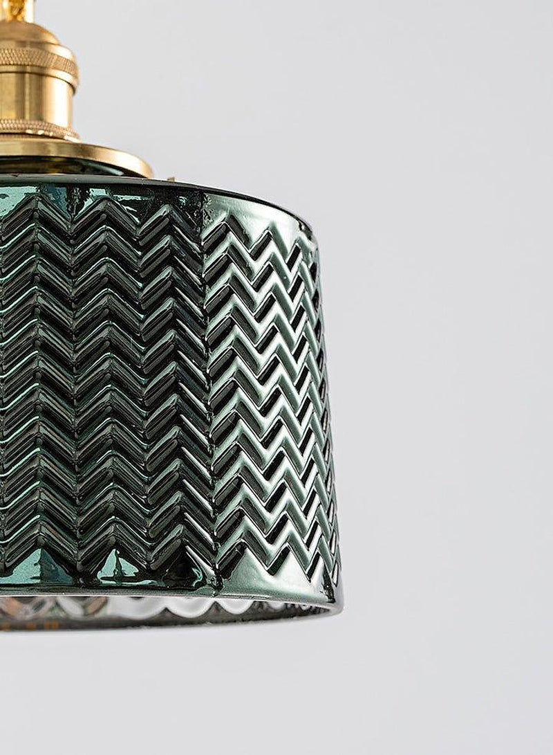 Emerald Fluted Dome Glass With Brass Fitting Art Deco Pendant Light-DWHOME