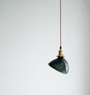Emerald Green Fluted Shell Glass Art Deco Pendant Light-DWHOME
