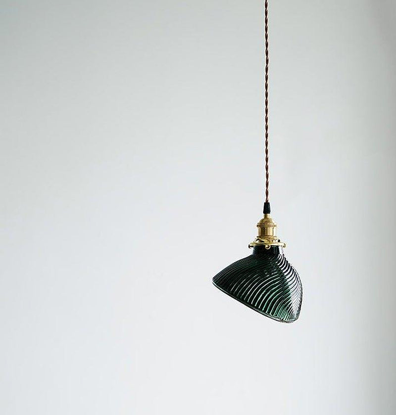 Emerald Green Fluted Shell Glass Art Deco Pendant Light-DWHOME