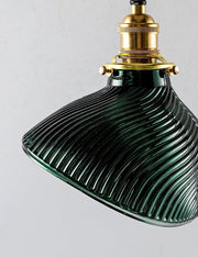 Emerald Green Fluted Shell Glass Art Deco Pendant Light-DWHOME
