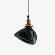 Emerald Green Fluted Shell Glass Art Deco Pendant Light-DWHOME