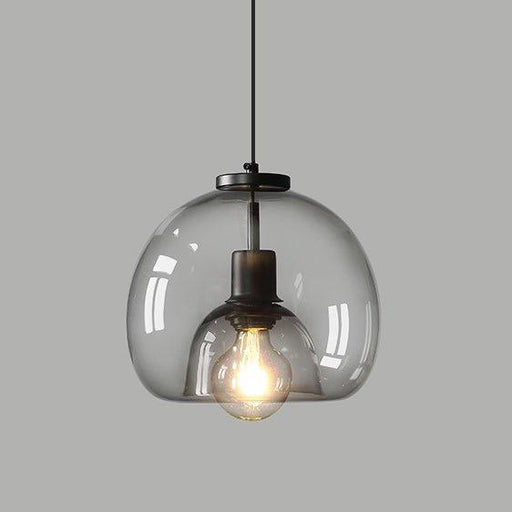 Enzo minimalist curve tinted glass shade pendant light.