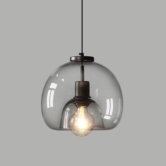 Enzo minimalist curve tinted glass shade pendant light.