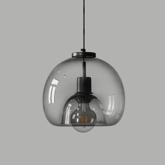 Enzo minimalist curve tinted glass shade pendant light.