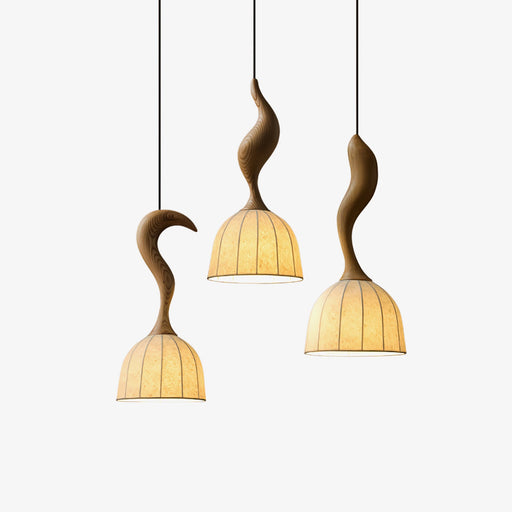 Elowen Twisted Wood Pendant Light-DWHOME