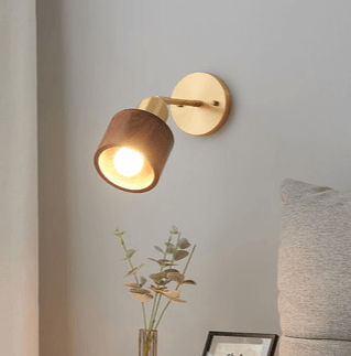 LED Retro Style Brass & Wood Wall Lamp.