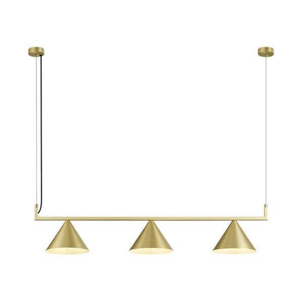 LED Triple Brass Pendant Lights Set.