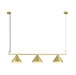 LED Triple Brass Pendant Lights Set.