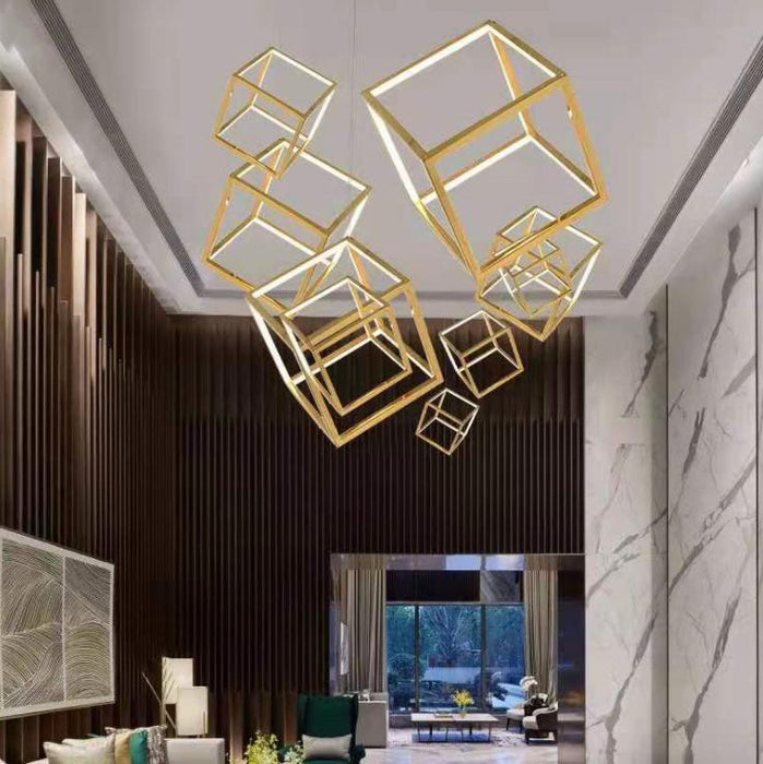 LED Cubic Frame Modern Pendant Light.