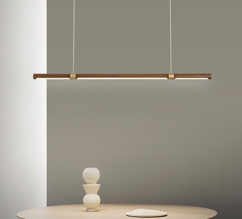 LED Wood Modern Linear Pendant Light.