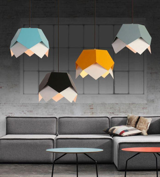 Modern Metal Macaron Colour Geometry Creative Pendant Light.