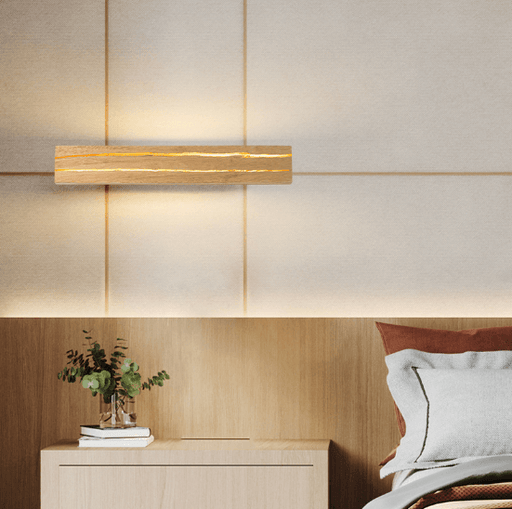 LED Simple Wood Bedside Wall Light.