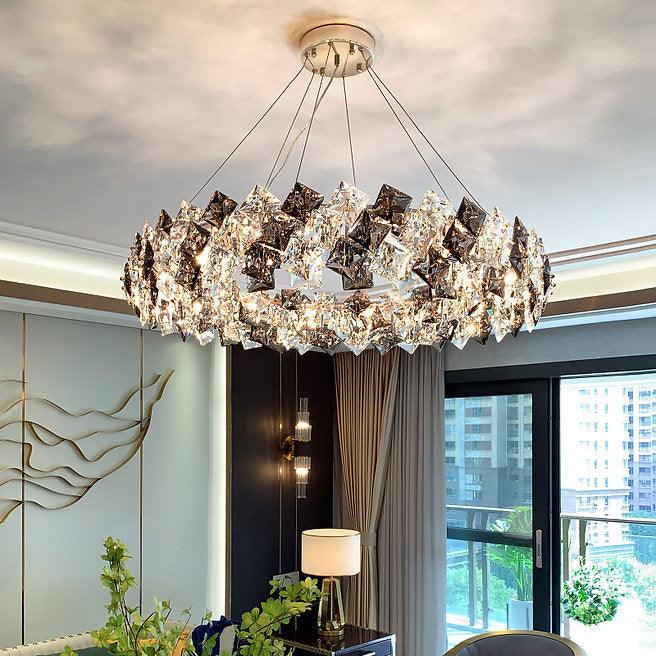 LED Modern Crystal Ring Pendant Light.