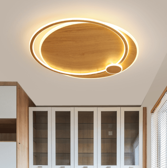 LED Japanese Style Simple Wooden Color Modern Ceiling Light.