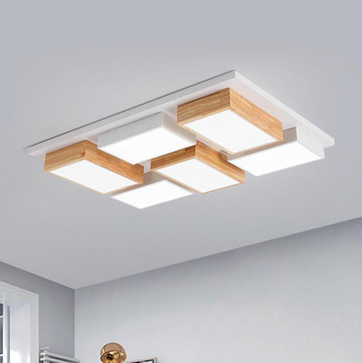 LED Modern Wood Combination Ceiling Light.