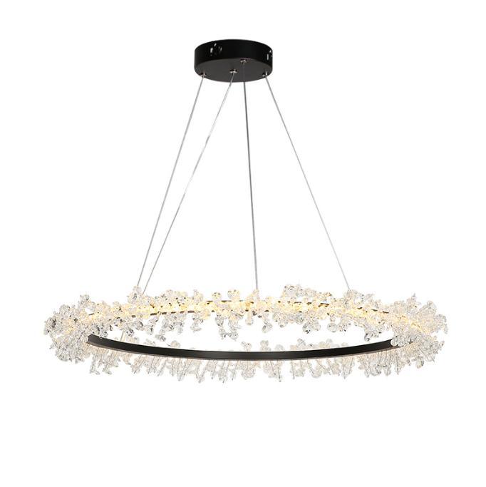 LED Modern Crystal Halo Pendant Light.