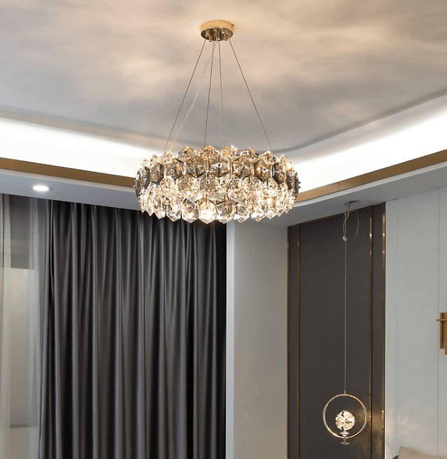 LED Crystal Modern Chandelier Round Pendant Light.