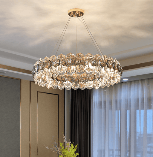 LED Crystal Modern Chandelier Round Pendant Light.