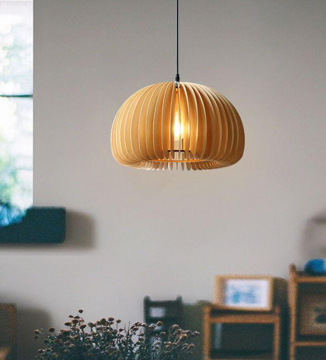 LED Wood Pumpkin Pendant Light.