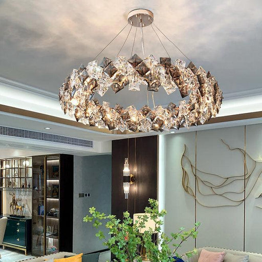 LED Modern Crystal Ring Pendant Light.