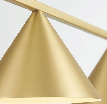 LED Triple Brass Pendant Lights Set.