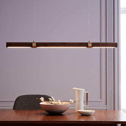 LED Wood Modern Linear Pendant Light.