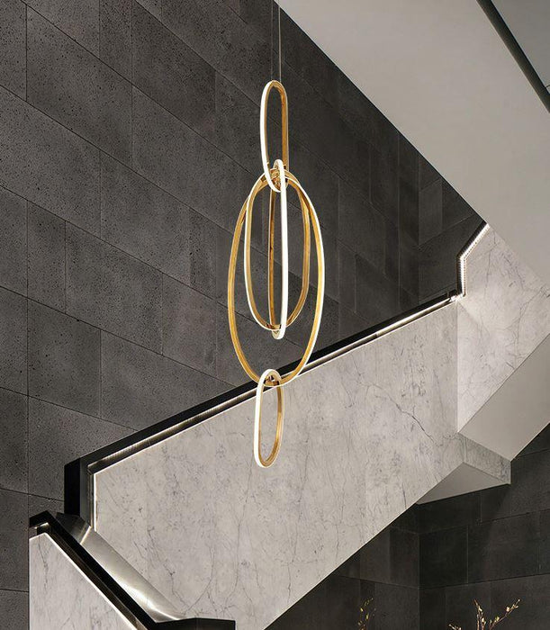 LED Stainless Steel Chandelier For Staircase.