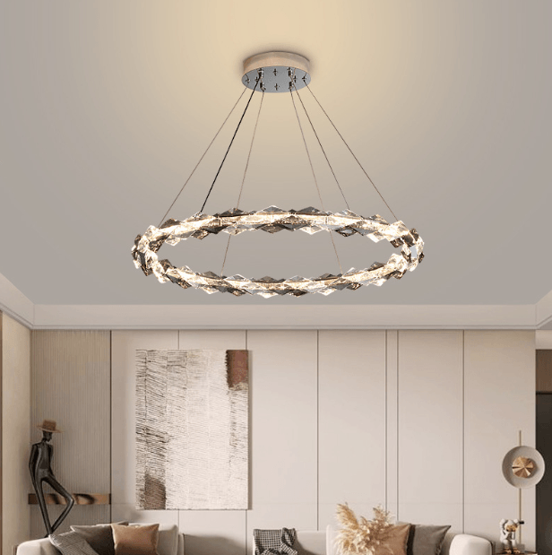 LED Luxury Style Modern Crystal Ring Pendant Light.