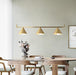 LED Triple Brass Pendant Lights Set.