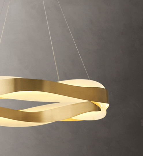 LED Ribbon Design Modern Golden Pendant Light.