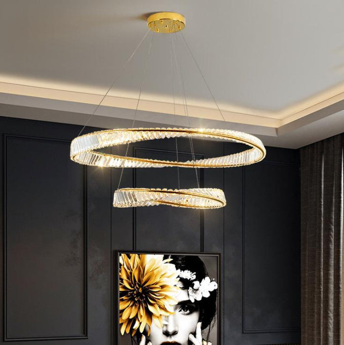 LED Luxury Style Crystal Halo Pendant Light.