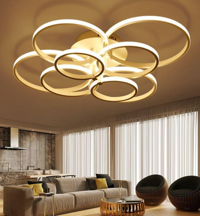 Modern Multi-Circle LED Ceiling Light for Living Room.