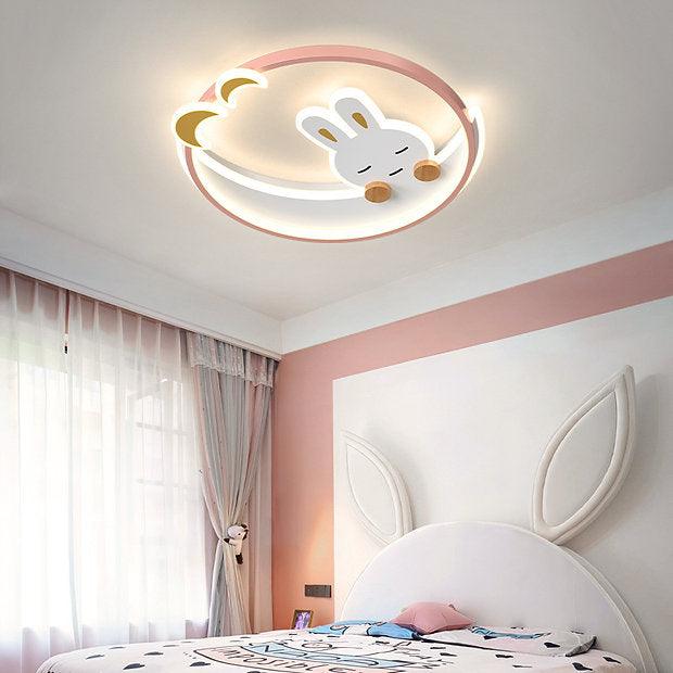 LED Sleeping Rabbit Design Modern Cute Children Ceiling Light.