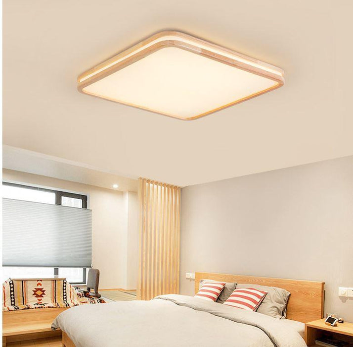 Wood Acrylic LED Ceiling Light Square Round European Design.