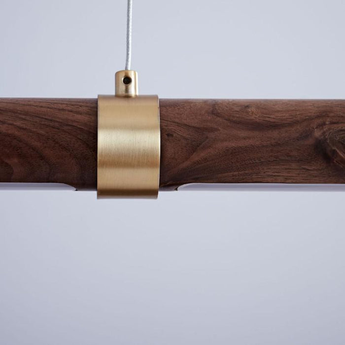 LED Wood Modern Linear Pendant Light.