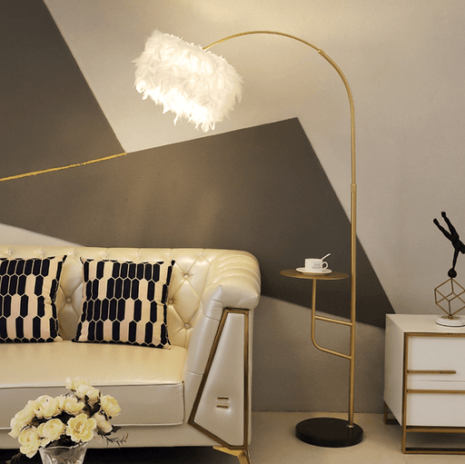 LED European Feather Lampshade Modern Floor Lamp.