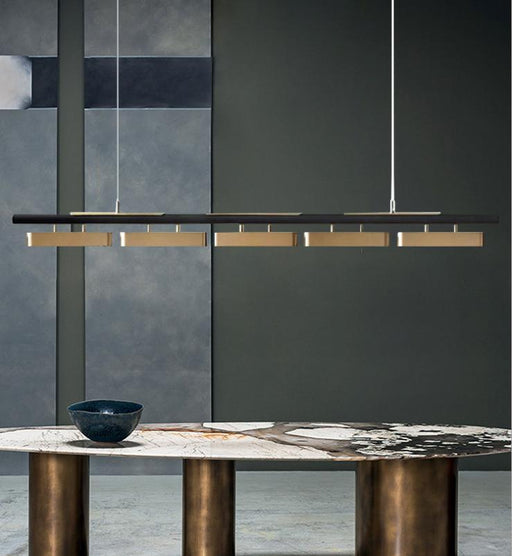 LED Brass Linear Modern Pendant Light.